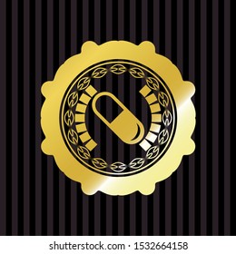 pill icon inside gold badge