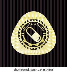 pill icon inside gold shiny badge