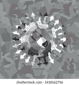 pill icon inside grey camo emblem