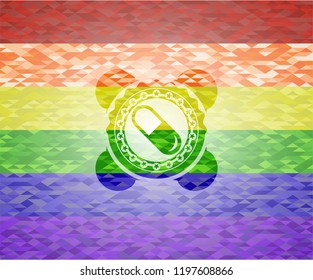 pill icon inside lgbt colors emblem 