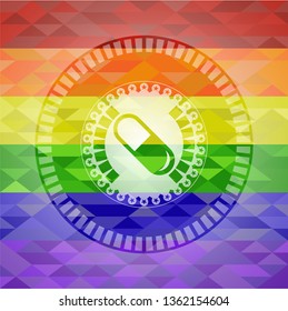 pill icon inside lgbt colors emblem 