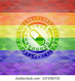 pill icon inside lgbt colors emblem 