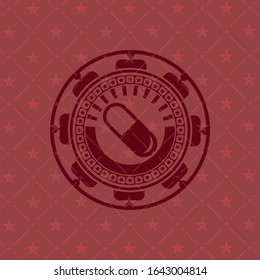 icono de la píldora dentro del emblema rojo