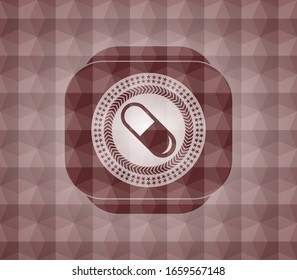 Pillensymbol im roten geometrischen Zeichen. Nahtlos.