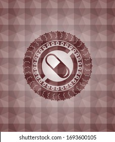 pill icon inside red polygonal badge. Seamless.