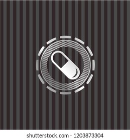 pill icon inside silver badge or emblem
