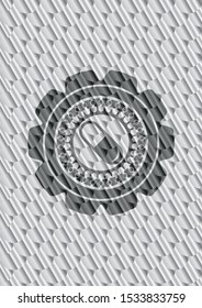 pill icon inside silver color emblem or badge. Scales pattern. Vector Illustration. Detailed.