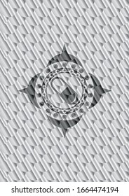 icono de la píldora dentro del emblema de plata o placa. Patrón de escalas. Ilustración vectorial. Detallado.