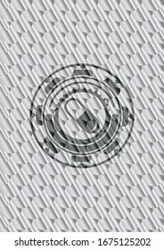 pill icon inside silver emblem or badge. Scales pattern. Vector Illustration. Detailed.
