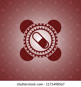 pill icon inside vintage red emblem