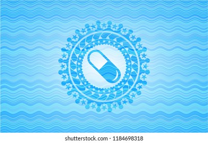 pill icon inside water representation style badge.