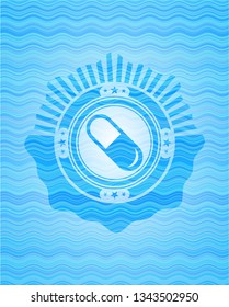 pill icon inside water wave representation badge.