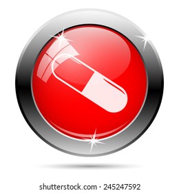 Pill icon. Internet button on white background. 