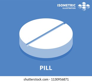 Pill icon. Isometric template for web design in flat 3D style. Vector illustration.