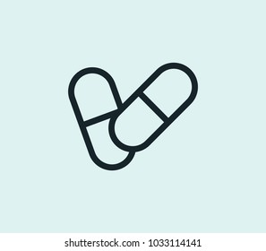 Pill icon line isolated on clean background. Pill icon concept drawing icon line in modern style. Vector illustration for your web site mobile logo app UI design.