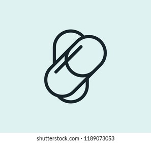 Pill icon line isolated on clean background. Pill icon concept drawing icon line in modern style. Vector illustration for your web mobile logo app UI design.