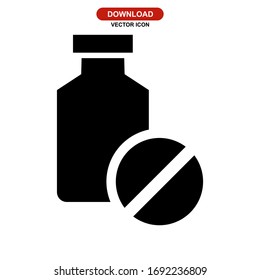 pill icon or logo isolated sign symbol vector illustration - high quality black style vector icons
