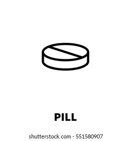 Pill icon or logo in modern line style. High quality black outline pictogram for web site design and mobile apps. Vector illustration on a white background.