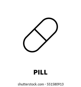 Pill icon or logo in modern line style. High quality black outline pictogram for web site design and mobile apps. Vector illustration on a white background.