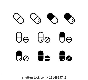 Pill Icon Logo Vector Symbol. Drug Icon