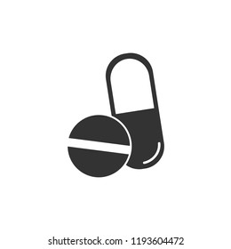 Pill icon. Medical drug pill. Vector illustration, flat design.