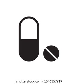 Pill icon, medical tablet isolated vector icon
