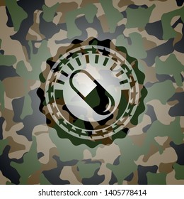 pill icon on camouflaged texture