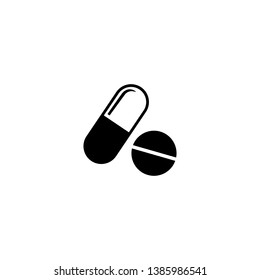Pill Icon On White. Vector