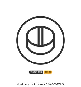pill icon in outline style. Vector logo design template. Modern design icon, symbol, logo and illustration. Vector graphics illustration and editable stroke. Isolated on white background.
