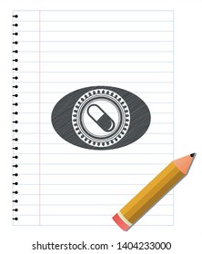 pill icon pencil draw. Vector Illustration. Detailed.
