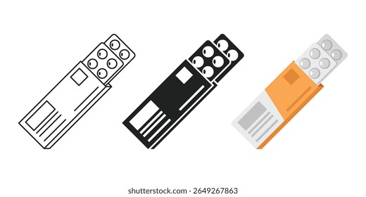 Pill icon set collection in flat style. Drug vector illustration on isolated background. Medicine pharmacy sign business concept.