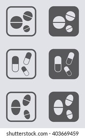 Pill Icon set . Vector illustration