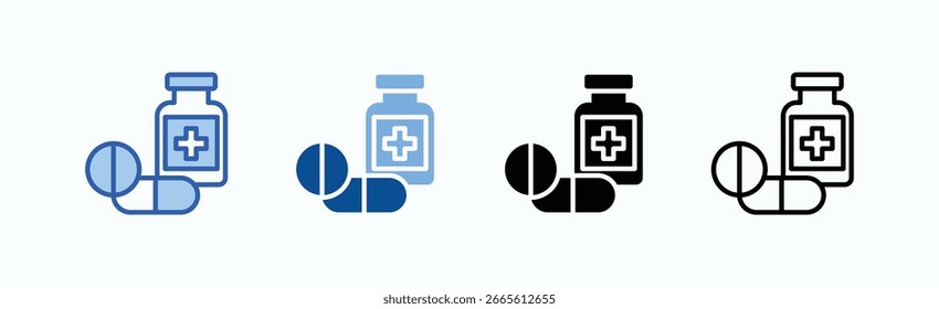 Pill Icon Sheet Multiple Style Collection Isolated Vector