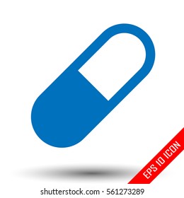 Pill icon. Pill sign. Simple flat logo of pill on white background. Vector illustration.