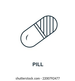 Pill icon. Simple element from medical services collection. Filled monochrome Pill icon for templates, infographics and banners