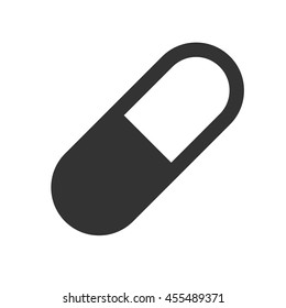 Pill icon. Simple flat logo of pill on white background. Vector illustration.