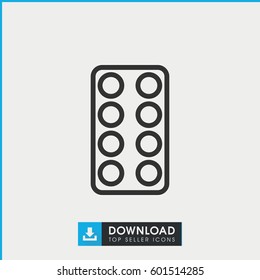 pill icon. simple outline pill vector icon. on white background.