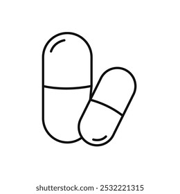 Pill icon. simple thin line icon.
