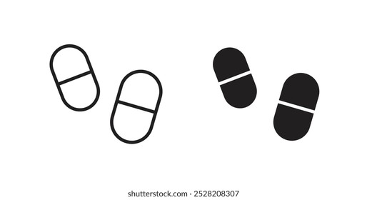 Pill icon in solid and stroke style.