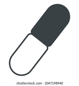 Pill icon, symbol. Flat icon design. Vector Illustration. Capsule icon. Medicine icon black and white. Isolated in white background