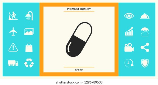 Pill icon symbol. Graphic elements for your design