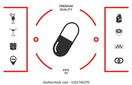 Pill icon symbol. Graphic elements for your design