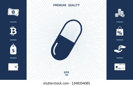Pill icon symbol. Graphic elements for your design