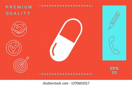 Pill icon symbol. Graphic elements for your design