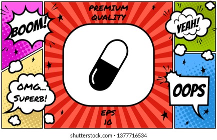 Pill icon symbol. Graphic elements for your design