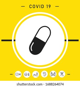 Pill icon symbol. Graphic elements for your design