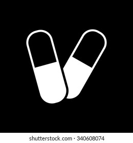 The pill icon. Tablet and antibiotic, vitamins symbol. Flat Vector illustration
