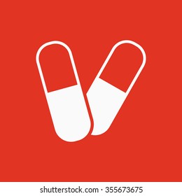 The pill icon. Tablet and antibiotic, vitamins symbol. Flat Vector illustration