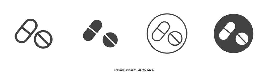 Pill icon Thin line art isolated