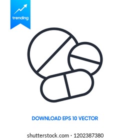 Pill icon in trendy flat style isolated on background. Pill icon page symbol for your web site design Pill icon logo, app, UI. Pill icon Vector illustration, EPS10.